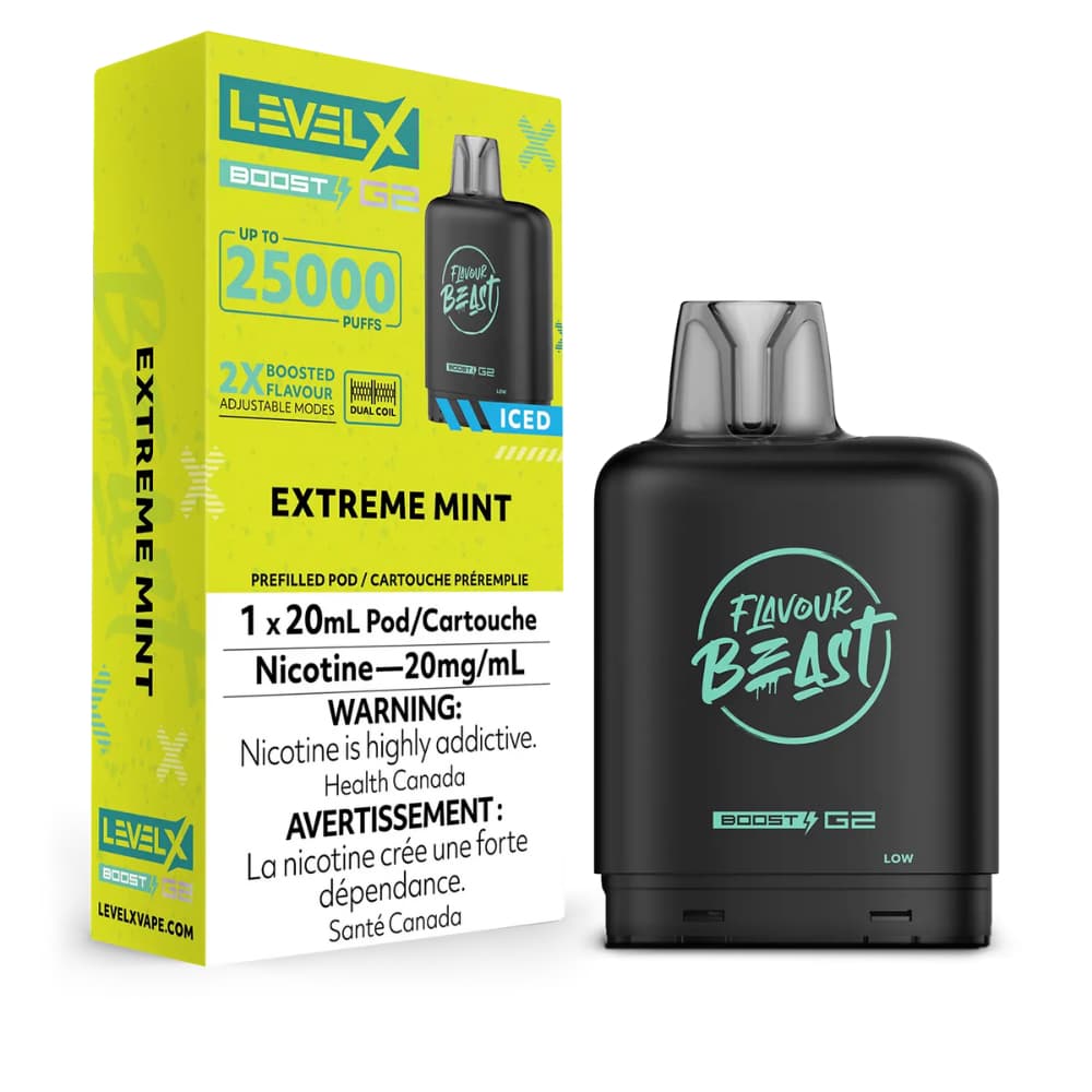 Level X Boost Flavour Beast 20mL Extreme Mint 25000 Puffs 20mg