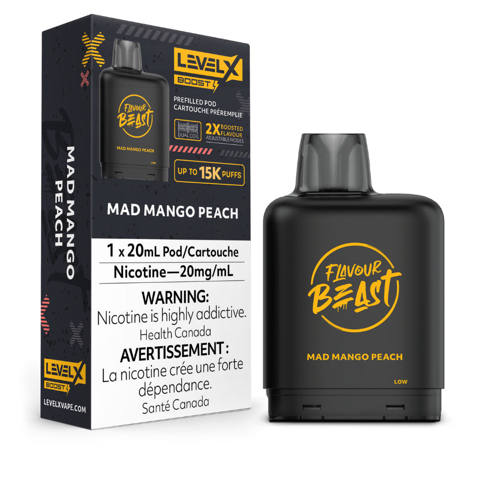 Level X Boost Flavour Beast 20mL Mad Mango Peach 15000 Puffs 20mg