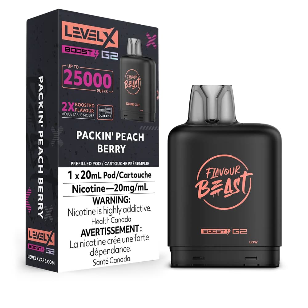 Level X Boost Flavour Beast 20mL Packin' Peach Berry 25000 Puffs 20mg