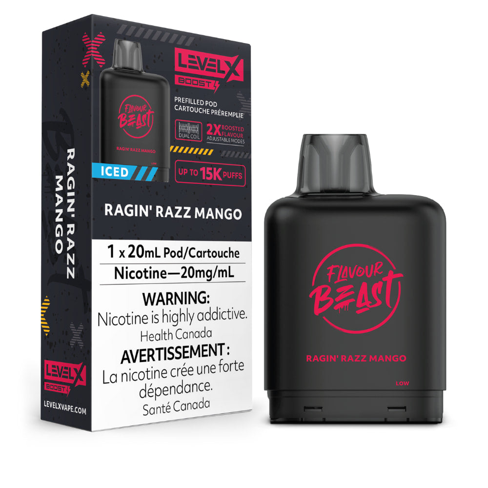 Level X Boost Flavour Beast 20mL Ragin' Razz Mango 15000 Puffs 20mg