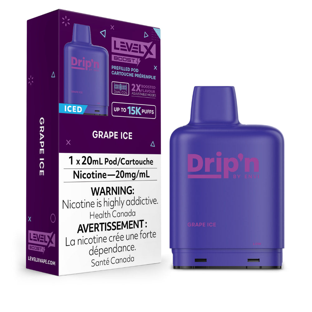 Level X Drip'n Boost Pod Grape Ice 20 Ml 20 Mg 15000 puffs