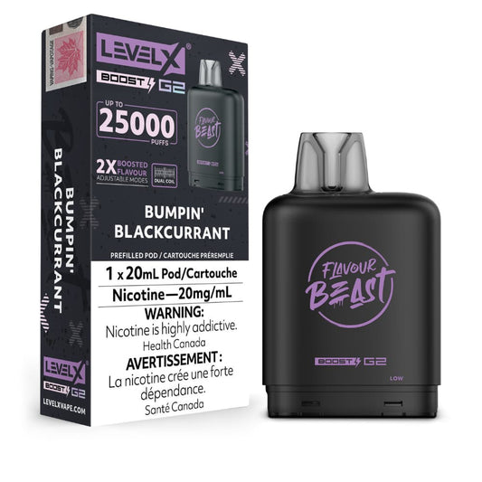 Level X G2 Boost Flavour Beast 20mL Bumpin' Blackcurrant 25000 Puffs 20mg