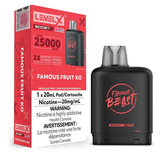 Level X G2 Boost Flavour Beast 20mL Famous Fruits KO 25000 Puffs 20mg