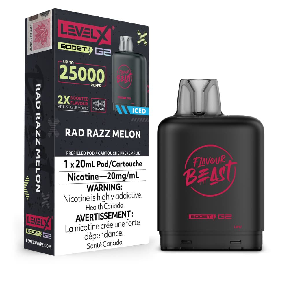 Level X G2 Boost Flavour Beast 20mL Rad Razz Melon 25000 Puffs 20mg