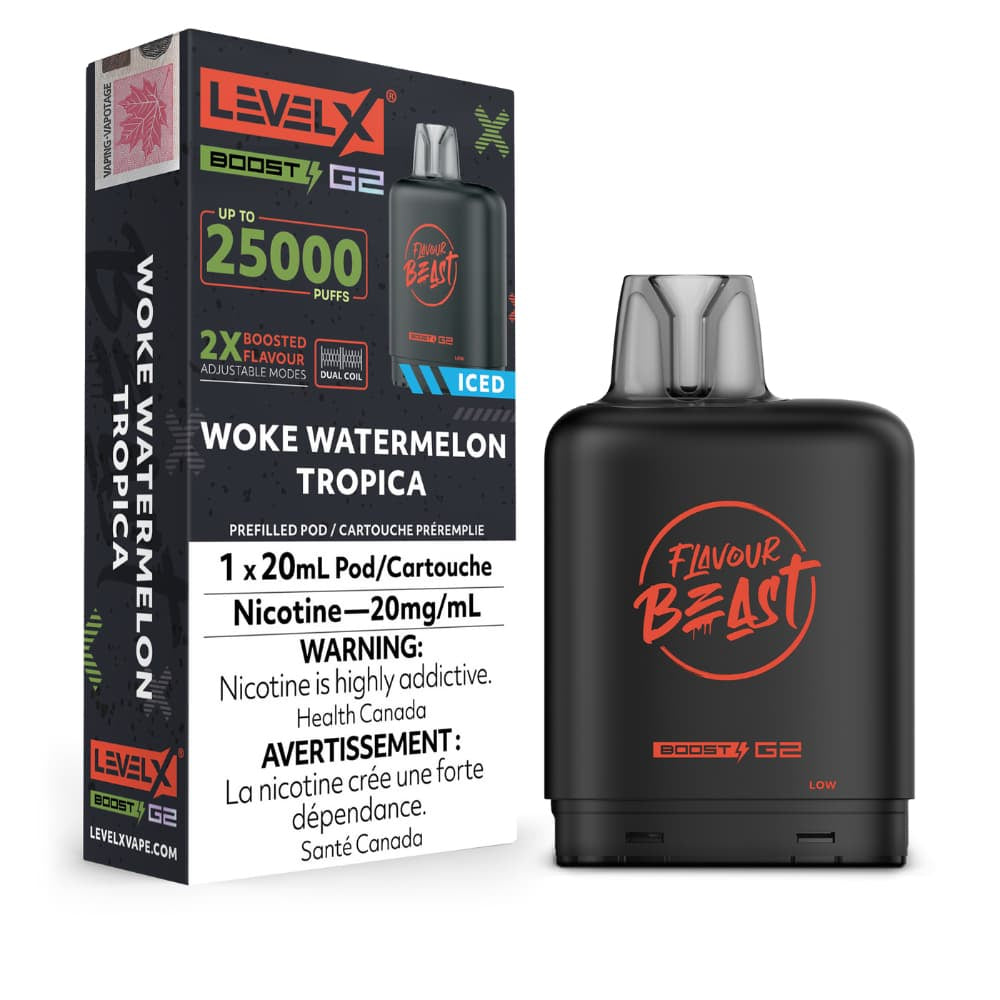 Level X G2 Boost Flavour Beast 20mL Woke Watermelon Tropica 25000 Puffs 20mg