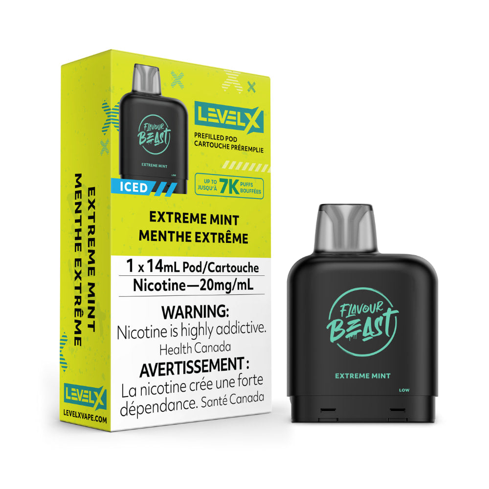 Level X Flavour Beast Iced Pod 14mL Extreme Mint 7000 Puffs 20mg