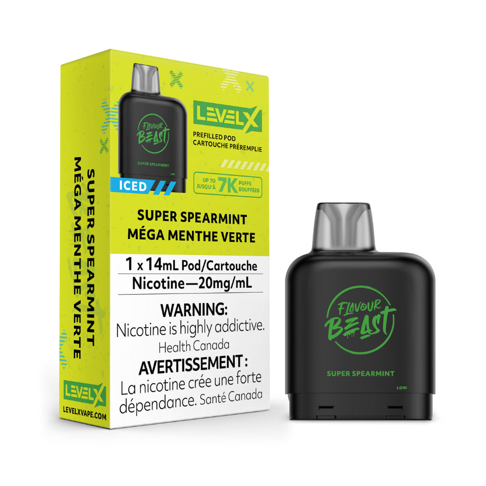 Level X Flavour Beast Iced Pod 14mL Super Spearmint 7000 Puffs 20mg