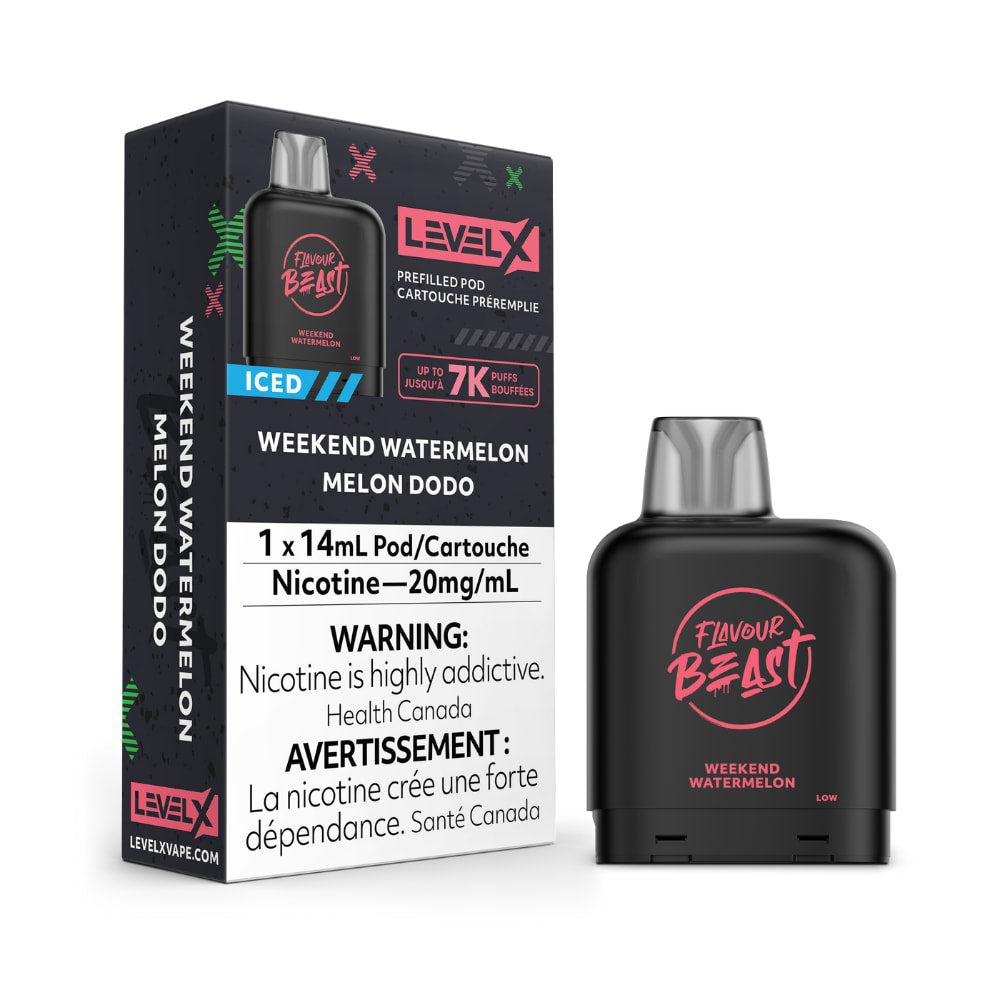 Level X Flavour Beast Iced Pod 14mL Weekend Watermelon 7000 Puffs 20mg