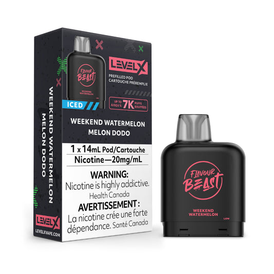 Level X Flavour Beast Iced Pod 14mL Weekend Watermelon 7000 Puffs 20mg