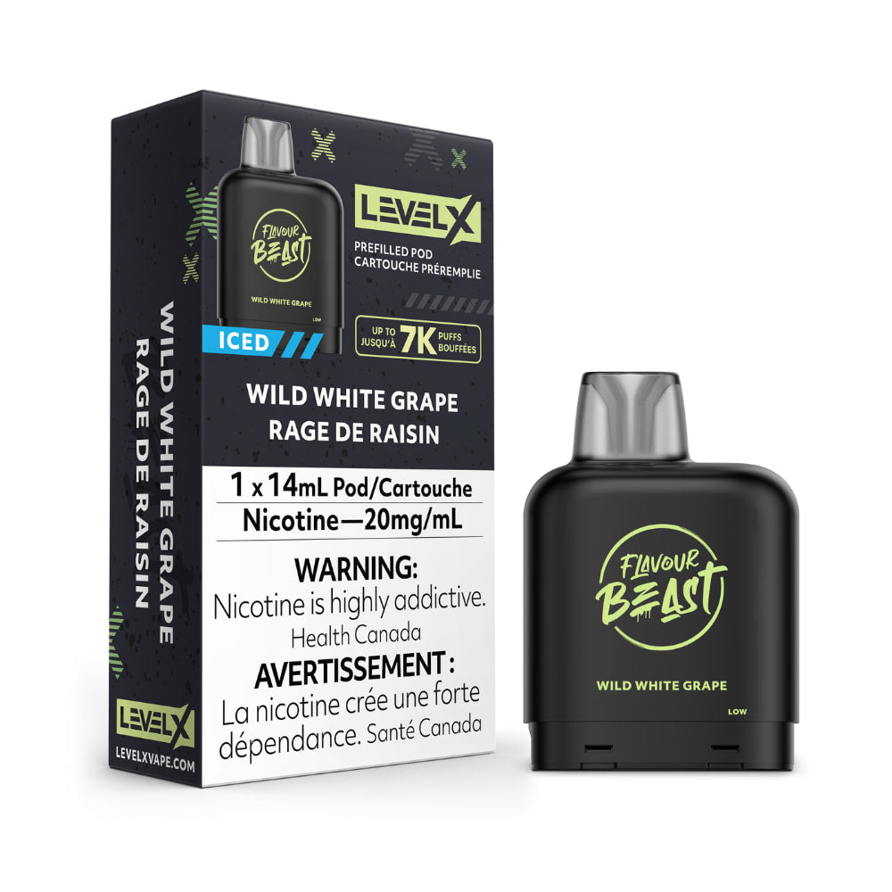 Level X Flavour Beast Iced Pod 14mL Wild White Grape 7000 Puffs 20mg