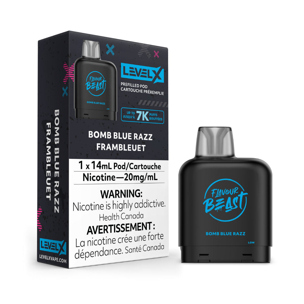 Level X Flavour Beast Pod 14mL Bomb Blue Razz 7000 Puffs 20mg