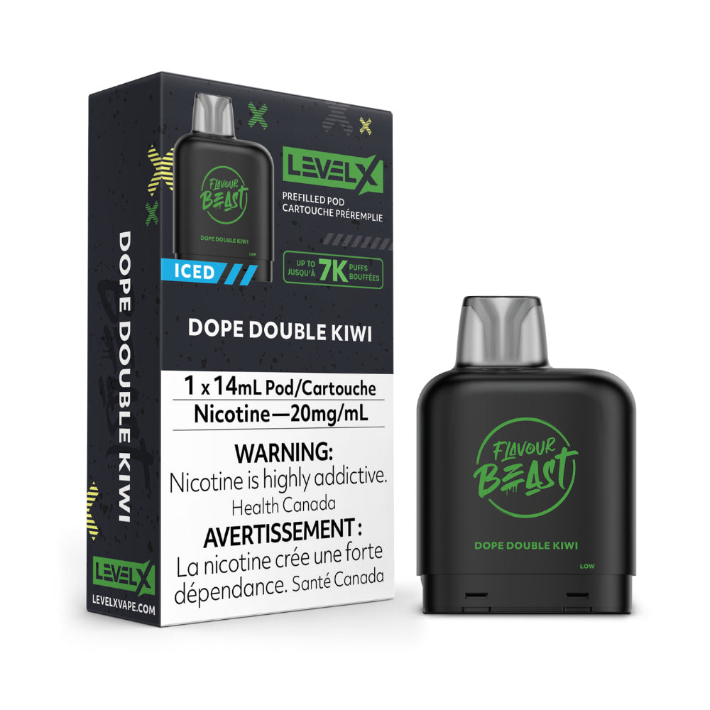 Level X Flavour Beast Pod 14mL Dope Double Kiwi 7000 Puffs 20mg