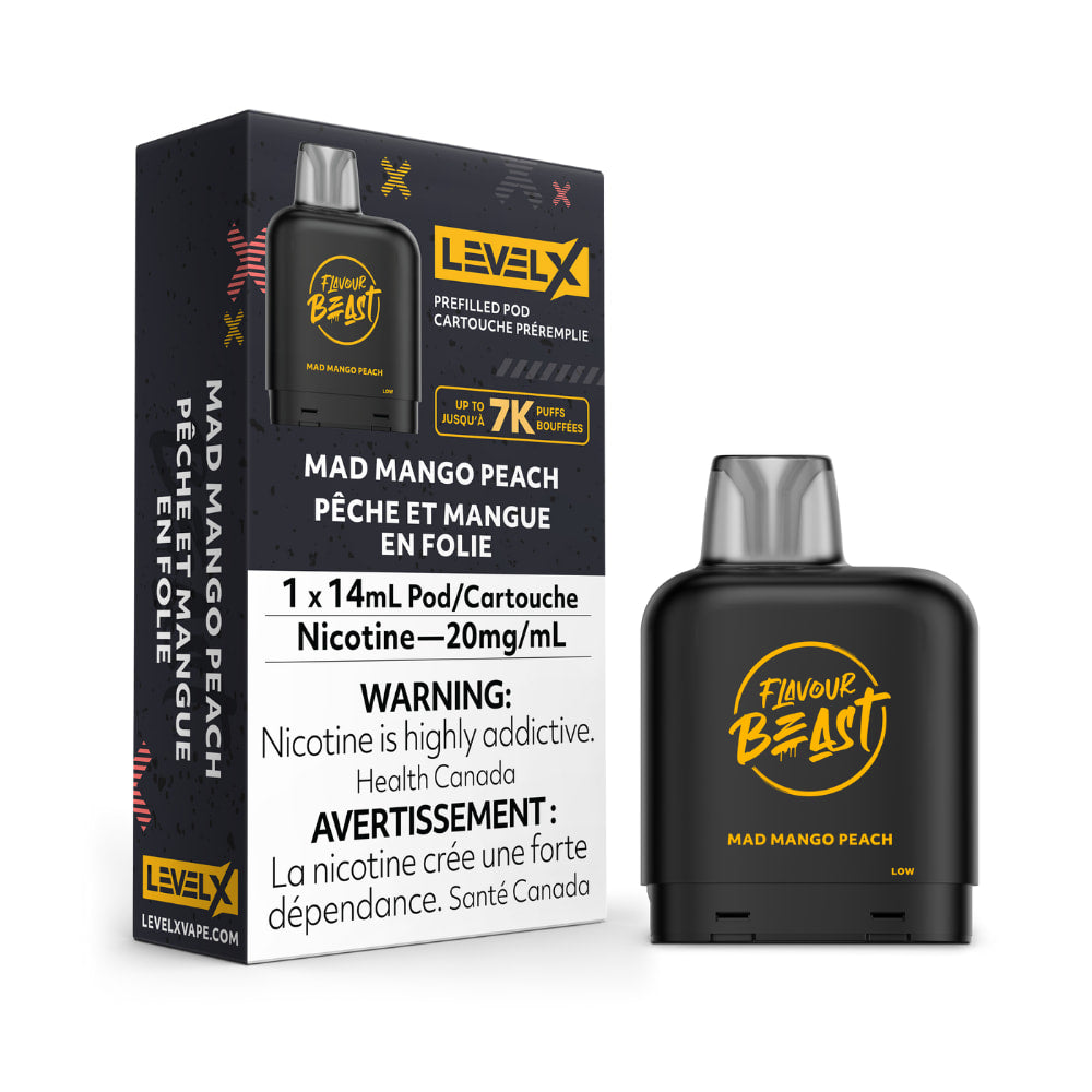 Level X Flavour Beast Pod 14mL Mad Mango Peach 7000 Puffs 20mg