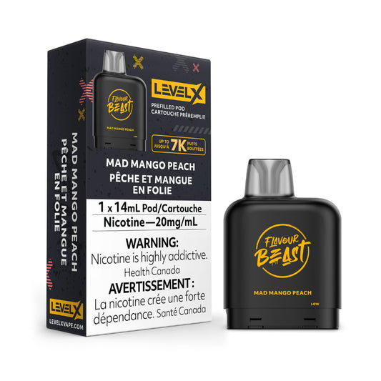 Level X Flavour Beast Pod 14mL Mad Mango Peach 7000 Puffs 20mg