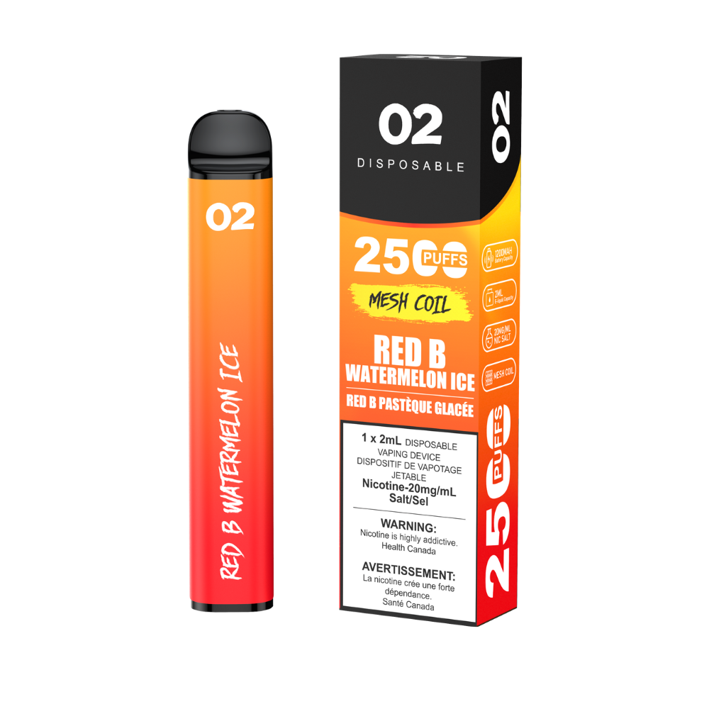 O2 2500 Puffs 2mL Disposable Vape