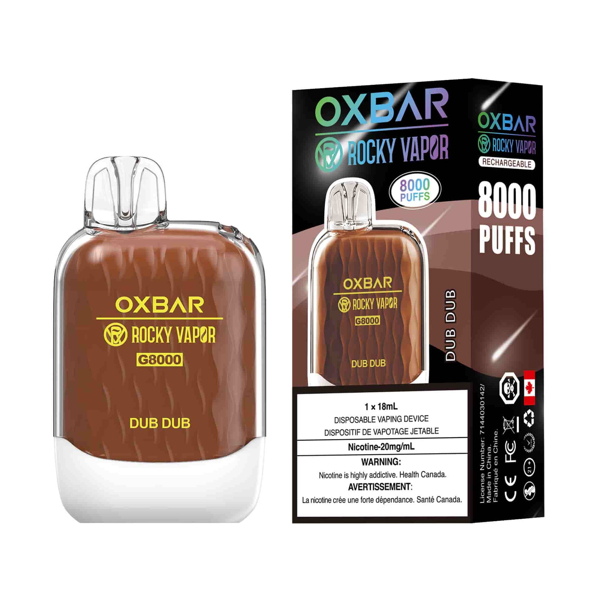 Rocky Vapor Oxbar G8000 Dub Dub Disposable 8000 Puffs 20mg