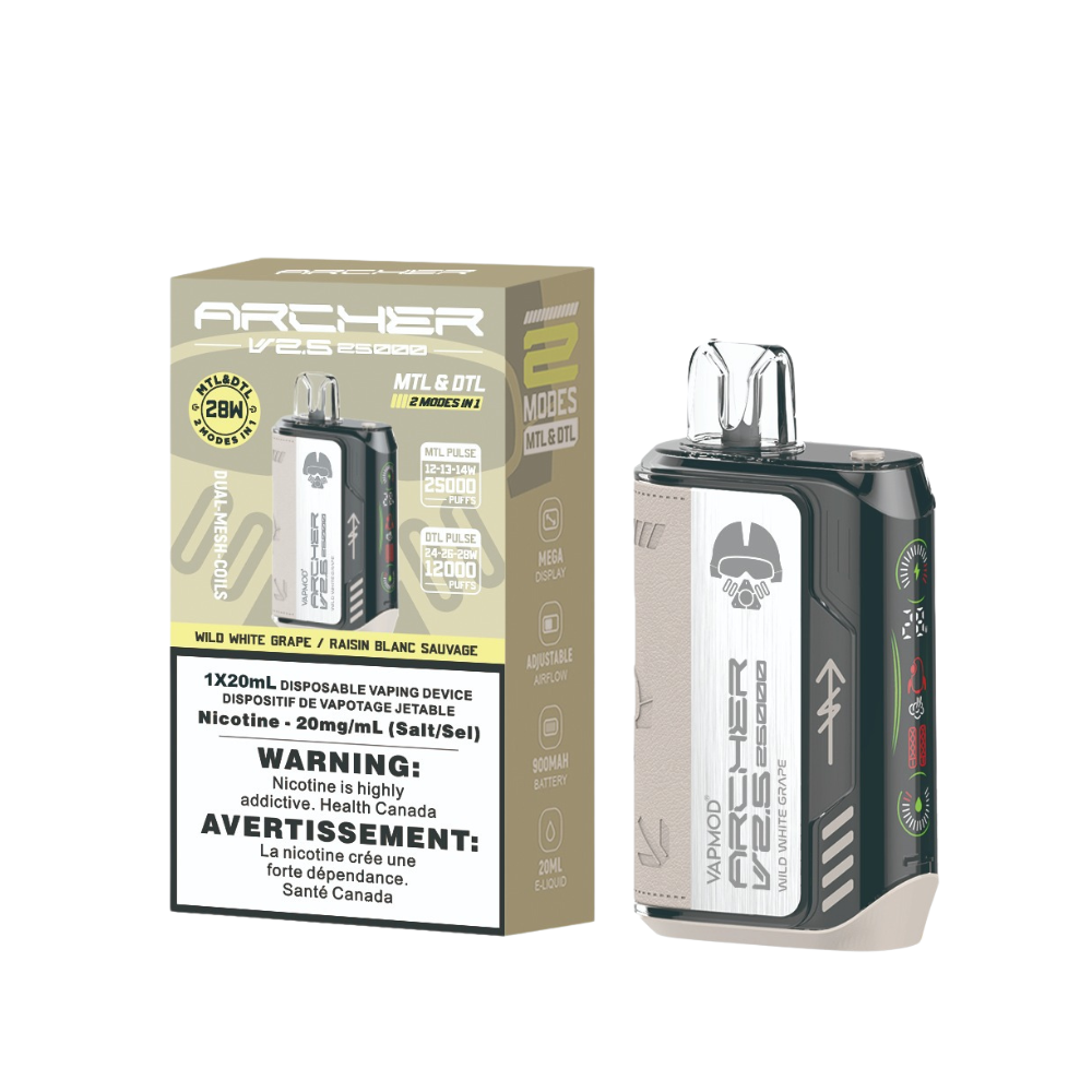 VAPMOD Archer V2.5 25000Puffs Wild White Grape 20mL 20mg