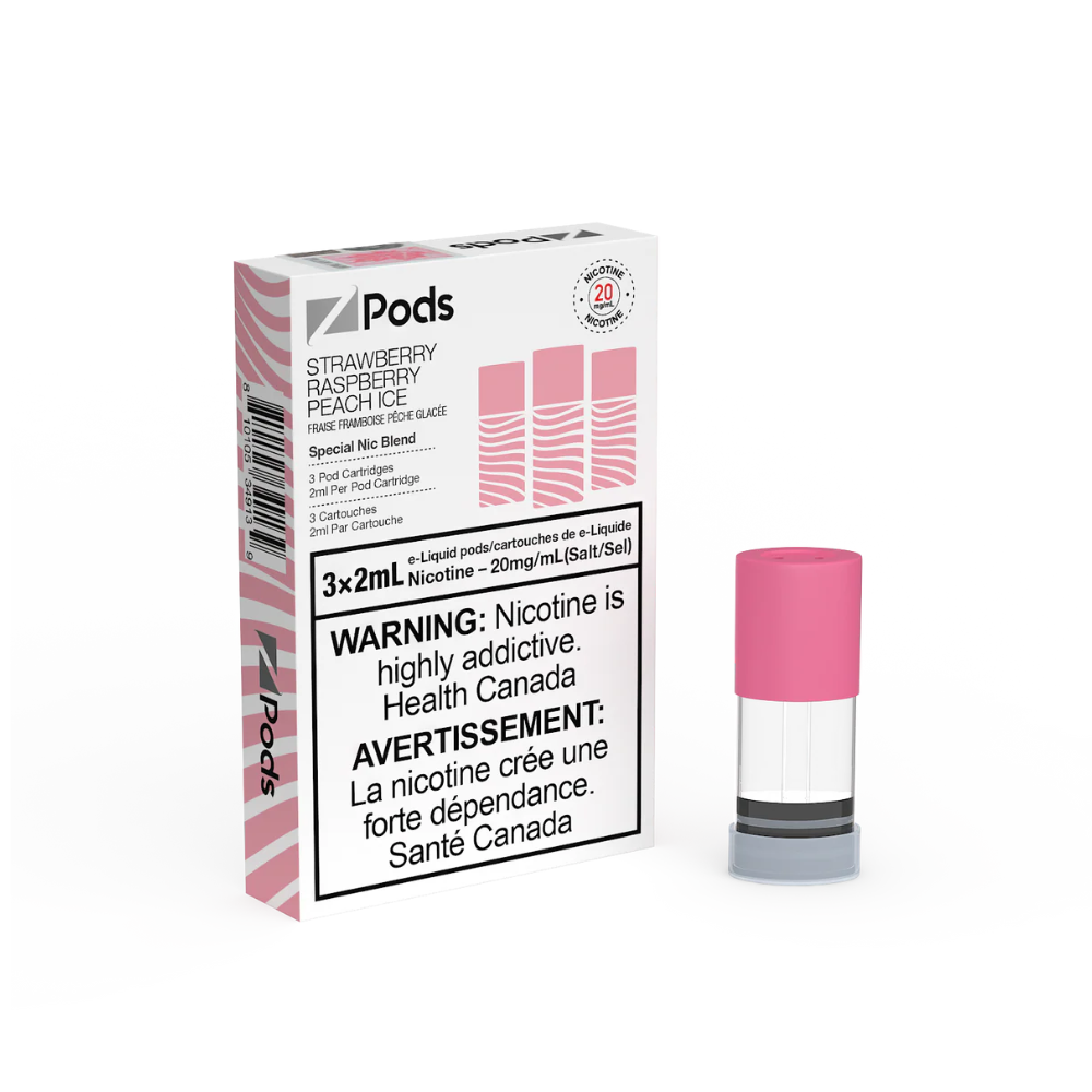 Z Pods 3 x 2mL Pods 400 Puffs - Strawberry Raspberry Peach Ice
